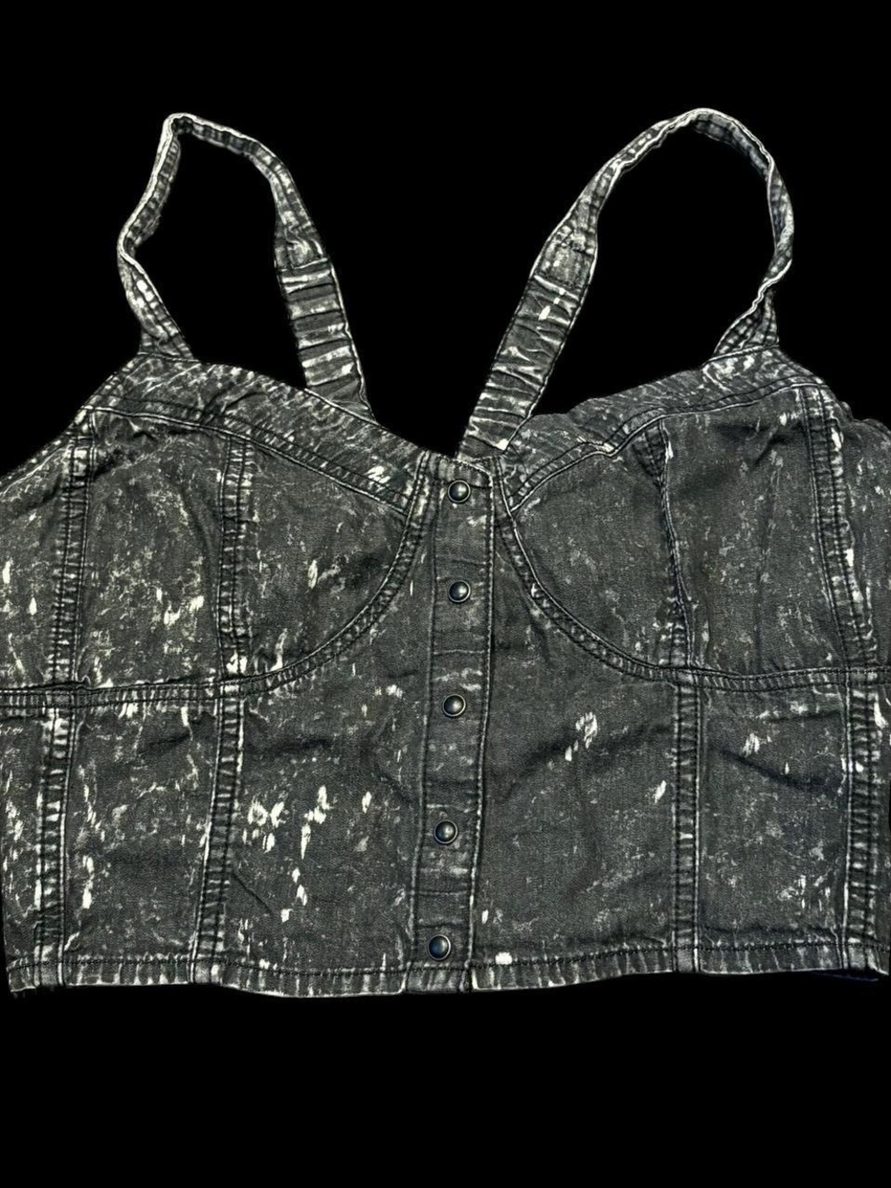 Acid Wash Black Crop Tank